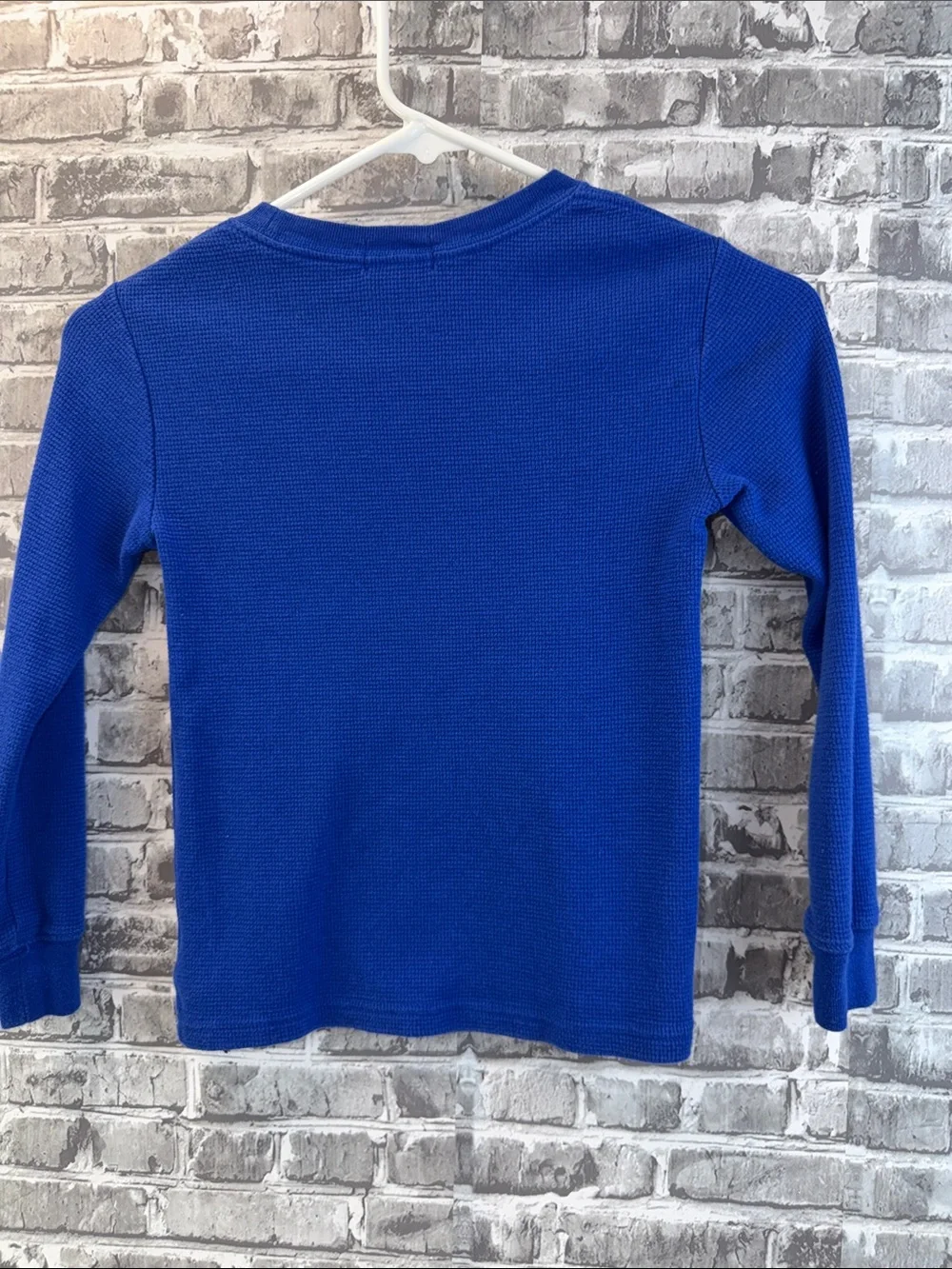 Polo by Ralph Lauren Royal Blue Long-Sleeve Waffle Knit Tee with Red Pony